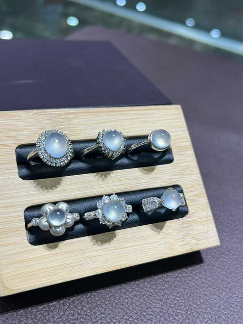 Cincin giok Xiuyan transparan berkualitas tinggi bertahtakan perak! Biaya kirim dan pajak sudah termasuk.