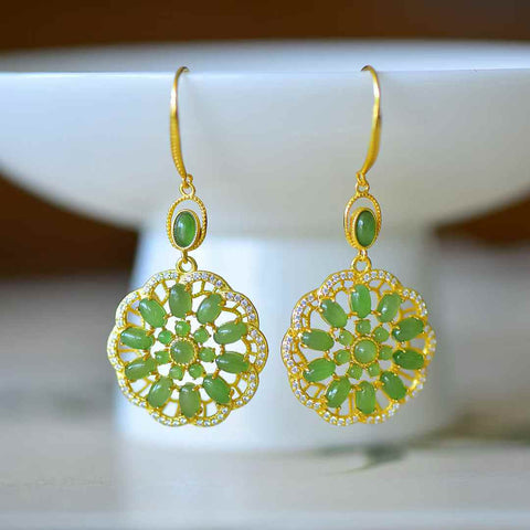 Anting Perak Sterling 925 Bertahtakan Giok Hetian 12378-2# (3*5) Termasuk biaya pengiriman dan pajak.