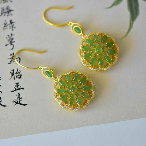 Anting Perak Sterling 925 Bertahtakan Giok Hetian 12378-2# (3*5) Termasuk biaya pengiriman dan pajak.