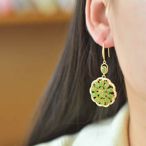 Anting Perak Sterling 925 Bertahtakan Giok Hetian 12378-2# (3*5) Termasuk biaya pengiriman dan pajak.