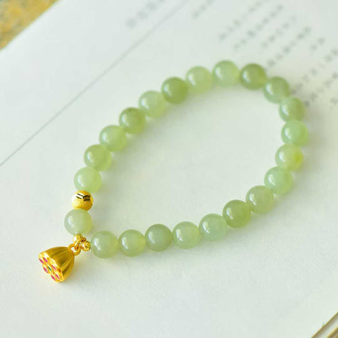 8804-6#, giok Hetian, bahan air jernih, gelang multi-batu permata teratai biru premium, gioknya hangat dan halus, modis, sederhana dan elegan, ukuran: 8mm, termasuk biaya pengiriman dan pajak.