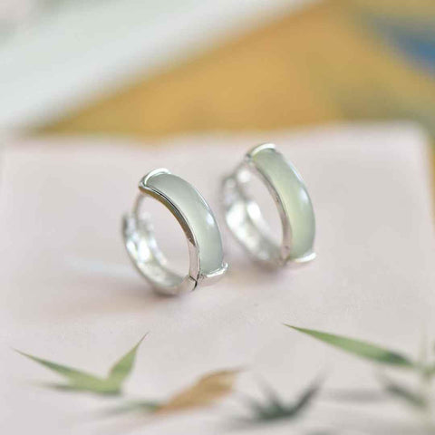 👉2720A#925 Perak Sterling Bertahtakan Giok Hetian, Permukaan Jembatan Material Qinghai, Anting Perak Polos, termasuk biaya pengiriman dan pajak.