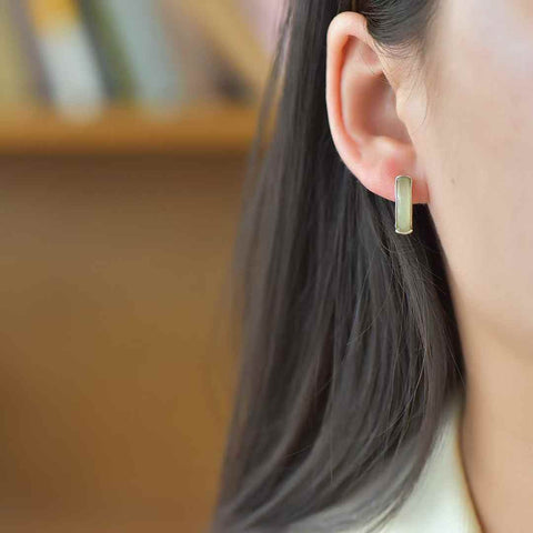 👉2720A#925 Perak Sterling Bertahtakan Giok Hetian, Permukaan Jembatan Material Qinghai, Anting Perak Polos, termasuk biaya pengiriman dan pajak.