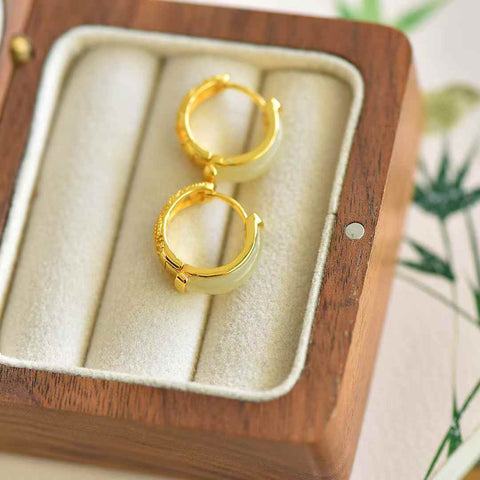 👉2720A#925 Perak Sterling Bertahtakan Giok Hetian, Permukaan Jembatan Material Qinghai, Anting Perak Polos, termasuk biaya pengiriman dan pajak.