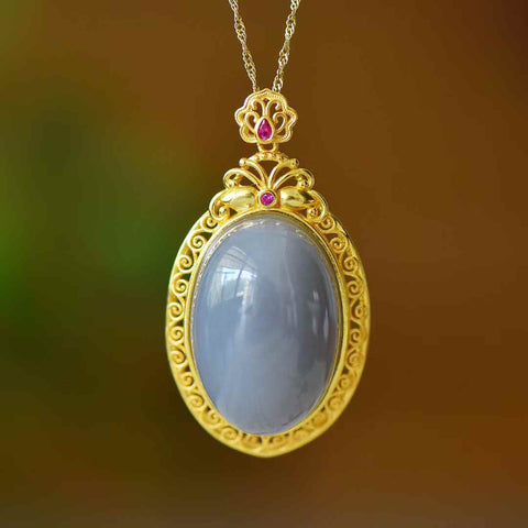 Liontin perak polos cabochon filigree ungu berasap (emas tebal) 3541Q-2#, perak sterling 925, bertatahkan giok Hetian (bahan Qinghai). Spesifikasi giok: (20*30). Sudah termasuk ongkos kirim dan pajak.