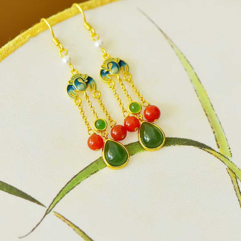 Anting Tetes Air Mata Perak Sterling 925 17109-2# bertatahkan Giok Hetian. Desain unik dan baru, kualitas giok terbaik. Ukuran sekitar 7*9 cm. Biaya kirim dan pajak sudah termasuk.