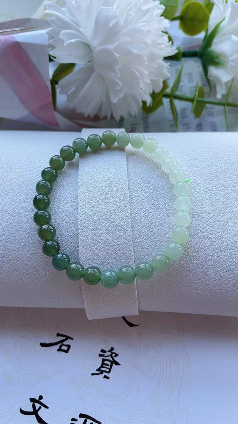 Gelang giok Hetian alami, warna alami, warna gradasi, bahan bersih dan menyegarkan, ukuran 6mm, termasuk biaya pengiriman dan pajak.