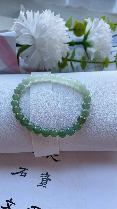 Gelang giok Hetian alami, warna alami, warna gradasi, bahan bersih dan menyegarkan, ukuran 6mm, termasuk biaya pengiriman dan pajak.