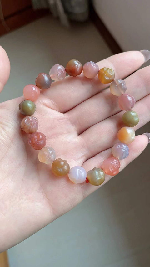 Gelang akik Yanyuan alami, dengan desain tersenyum, terbuat dari bahan tambang tua, tekstur halus dan hangat, warna alami, ukuran 1.0 (termasuk biaya pengiriman dan pajak).