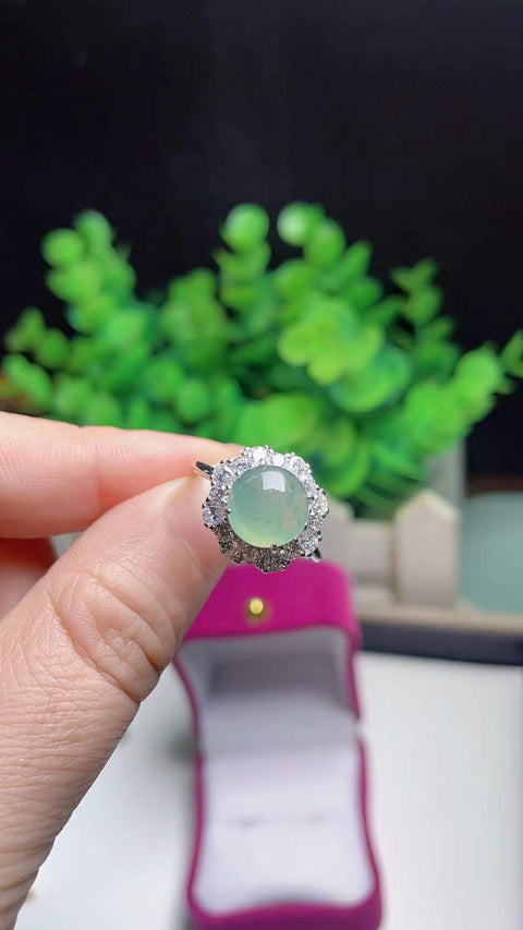 Cincin jadeit alami 💍 Bahan tambang tua, tekstur halus dan hangat, dingin dan tembus cahaya, bertahtakan perak 925, batu permata 0,9 (termasuk ongkos kirim dan pajak).