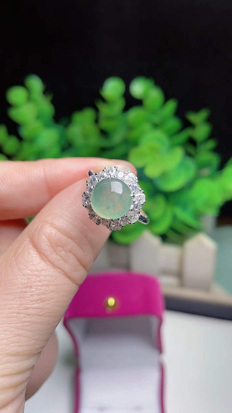Cincin jadeit alami 💍 Bahan tambang tua, tekstur halus dan hangat, dingin dan tembus cahaya, bertahtakan perak 925, batu permata 0,9 (termasuk ongkos kirim dan pajak).