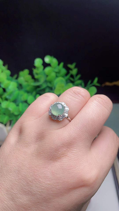 Cincin jadeit alami 💍 Bahan tambang tua, tekstur halus dan hangat, dingin dan tembus cahaya, bertahtakan perak 925, batu permata 0,9 (termasuk ongkos kirim dan pajak).