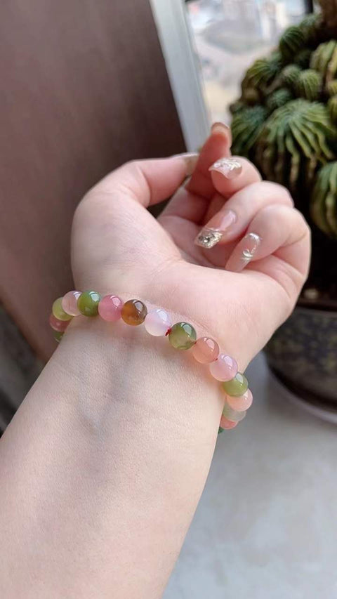 Gelang batu akik alami dari sumber garam, warna alami, dipasangkan dengan desain babi keberuntungan, ukuran 0,8, termasuk biaya pengiriman dan pajak.