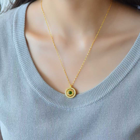 Liontin Kompas Zirkon Cabochon Giok Hetian Bertahtakan Perak 10904-2s925 5*5 (termasuk ongkos kirim dan pajak)