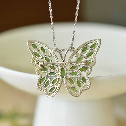 10826# 925 Sterling Silver Bertahtakan Giok Hetian (4*8) Liontin Bros Kupu-kupu Marquise 🦋 Bertahtakan Zirkonia Penuh (Perak). Giok ini hangat dan lembut, dengan desain yang unik dan baru. Biaya pengiriman dan pajak sudah termasuk.