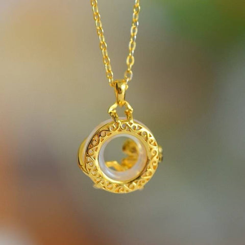 Liontin Bunga Persik Bertahtakan Kalsedon MT20802-2# - Vitalitas Awet Muda, Hidup Indah (16*16 cm) - Termasuk Ongkos Kirim dan Pajak