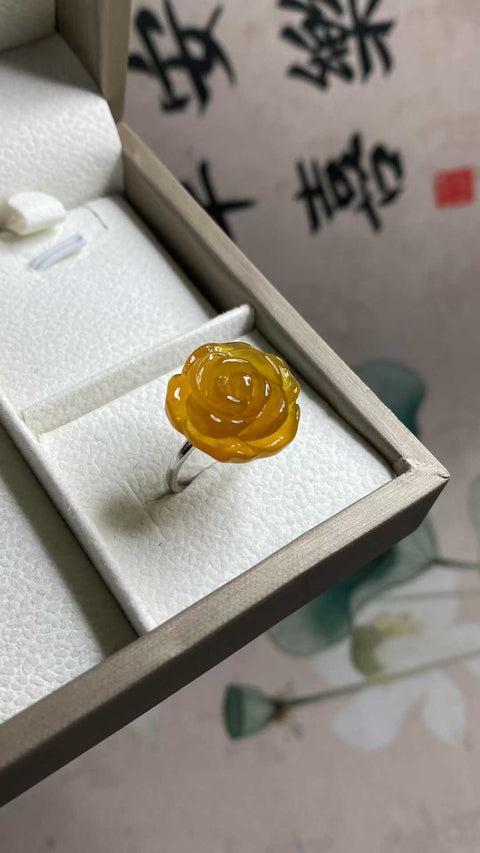 Hargai Seumur Hidup: Cincin Bunga Mawar Giok Xiuyan yang Indah 💍, bertahtakan perak sterling 925, ukuran yang dapat disesuaikan, 15 mm, termasuk biaya pengiriman dan pajak.