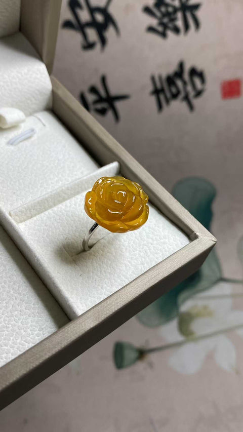 Hargai Seumur Hidup: Cincin Bunga Mawar Giok Xiuyan yang Indah 💍, bertahtakan perak sterling 925, ukuran yang dapat disesuaikan, 15 mm, termasuk biaya pengiriman dan pajak.