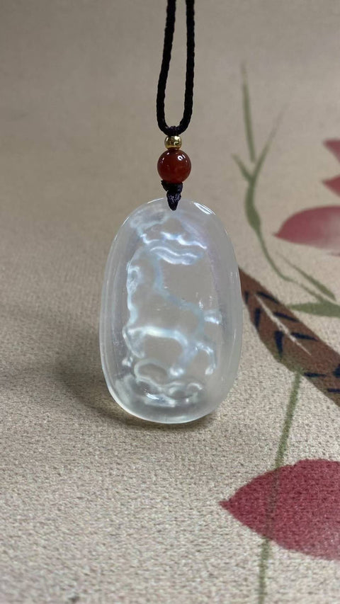 Domba (Zodiak Cina): Liontin Tipe Es Giok Xiuyan yang Indah - Domba (Zodiak Cina), Ukuran: 43 x 27 mm, termasuk biaya pengiriman dan pajak.