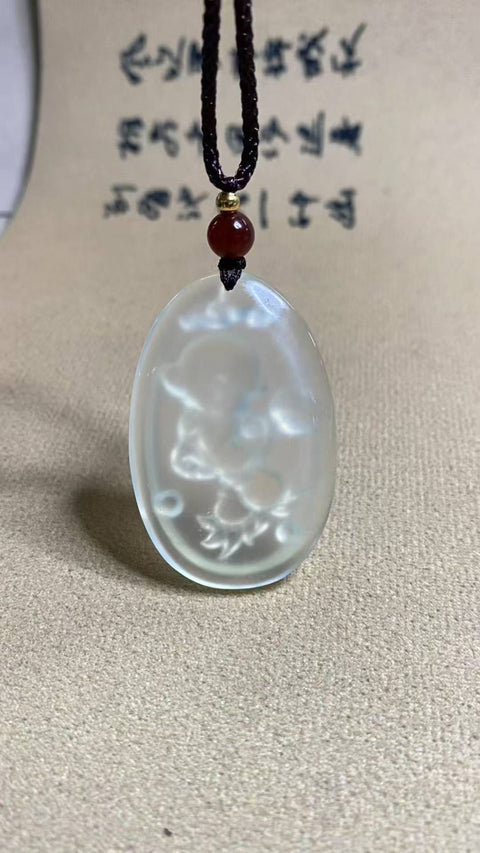 Zodiac Monkey: Liontin Giok Xiuyan Tipe Es yang Indah - Zodiac Monkey, Ukuran: 46 x 29 mm, termasuk biaya pengiriman dan pajak.