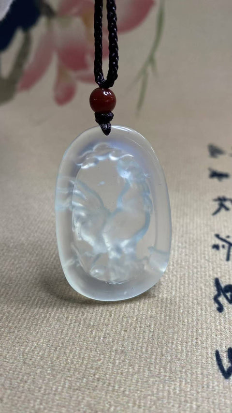 Ayam Jantan (Zodiak Cina): Liontin giok Xiuyan alami - Ayam Jantan, dingin dan tembus cahaya, dimensi: 45 x 29 mm, termasuk ongkos kirim dan pajak.