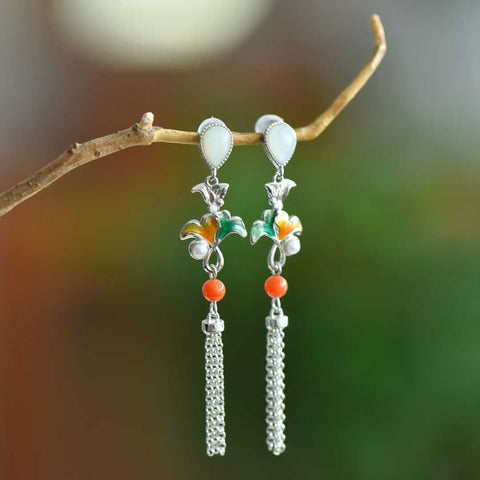 Set anting rumbai daun aprikot berbentuk tetesan air mata yang baru diluncurkan, 7765#, liontin 0026# (termasuk ongkos kirim dan pajak)