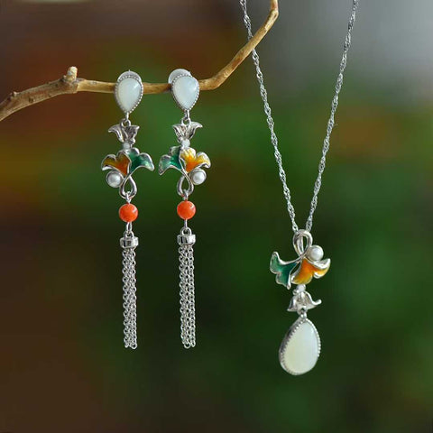 Set anting rumbai daun aprikot berbentuk tetesan air mata yang baru diluncurkan, 7765#, liontin 0026# (termasuk ongkos kirim dan pajak)