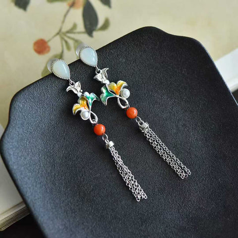 Set anting rumbai daun aprikot berbentuk tetesan air mata yang baru diluncurkan, 7765#, liontin 0026# (termasuk ongkos kirim dan pajak)