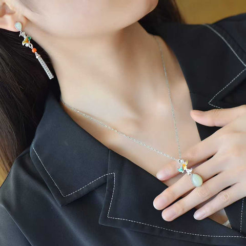 Set anting rumbai daun aprikot berbentuk tetesan air mata yang baru diluncurkan, 7765#, liontin 0026# (termasuk ongkos kirim dan pajak)