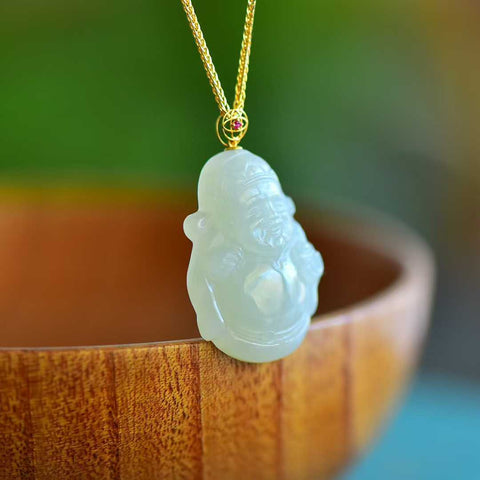 5618-2# Liontin Dewa Kekayaan giok Hetian tatahan 18k bahan Korea, ukuran 19*28 cm, sudah termasuk ongkos kirim dan pajak. Nomor barang: 202511221506