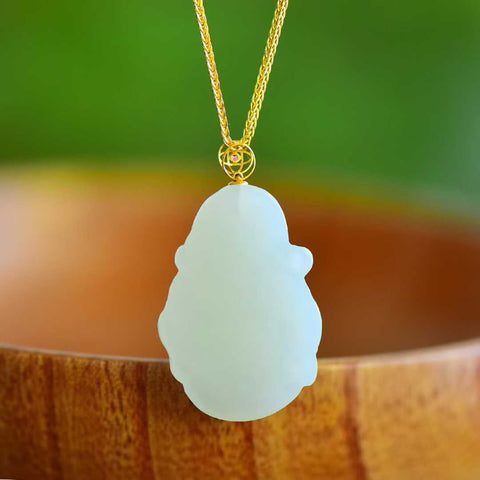 5618-2# Liontin Dewa Kekayaan giok Hetian tatahan 18k bahan Korea, ukuran 19*28 cm, sudah termasuk ongkos kirim dan pajak. Nomor barang: 202511221506