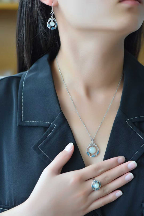 Cincin 9564, Anting 7080, Liontin 26453 - Set Terlaris Sekarang! # Set Cabochon Giok Hetian Bertahtakan Perak S925! Barang-barang individual juga tersedia, termasuk ongkos kirim dan pajak.