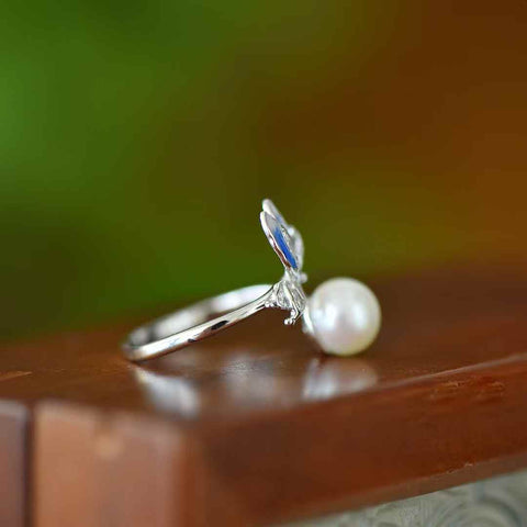 Cincin Kupu-kupu Enamel Mutiara Perak 21023s925 (Batu Lepas): 8*8 cm (termasuk ongkos kirim dan pajak)