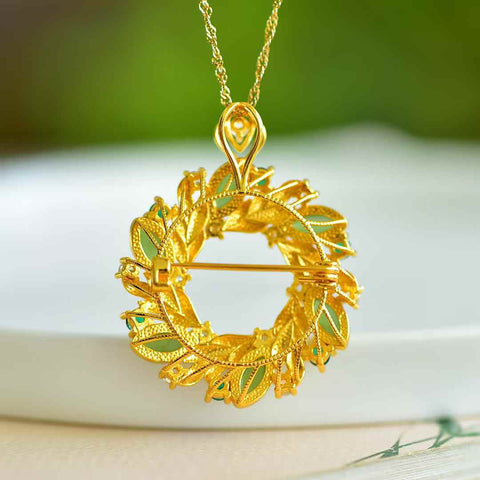 Bros/Liontin Perak Sterling 925 10799-2# Bertahtakan Giok Hetian (Tataan Mata Kuda) - Gaya Dua-dalam-Satu (Termasuk Ongkos Kirim dan Pajak)