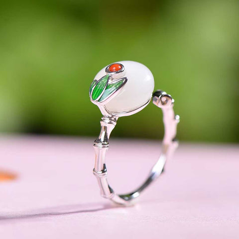 9454#925 cincin gesper pengaman enamel giok Hetian bertatahkan perak, 10 x 10 buah, termasuk biaya pengiriman dan pajak.