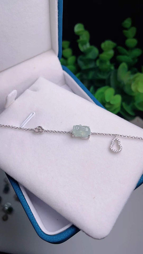 Gelang Pixiu giok alami, bahan tambang tua, tatahan perak 925, bahkan lebih transparan secara langsung, ukuran 1,0 x 0,6 cm. Biaya kirim dan pajak sudah termasuk.