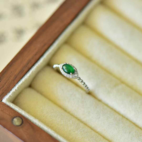 31009s925 Cincin Cabochon Zirkon Giok bertahtakan perak (Batu lepas: 4*6) Termasuk ongkos kirim dan pajak.