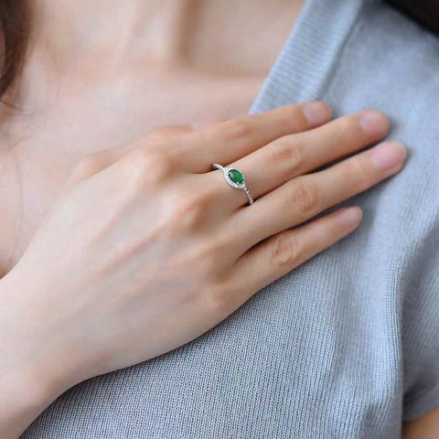 31009s925 Cincin Cabochon Zirkon Giok bertahtakan perak (Batu lepas: 4*6) Termasuk ongkos kirim dan pajak.