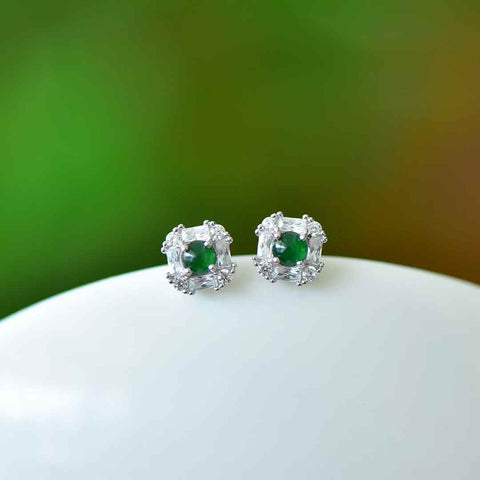 Anting-anting perak 32002s925 bertahtakan batu jadeit dan zirkon: 4*4 batu, termasuk ongkos kirim dan pajak.