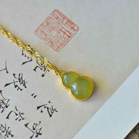 3694Q-2#925 Perak Bertahtakan Giok Hetian (9*14) Bahan Qinghai Labu Ruyi Enamel Liontin, gioknya hangat dan halus, desainnya baru dan unik, biaya pengiriman dan pajak sudah termasuk.