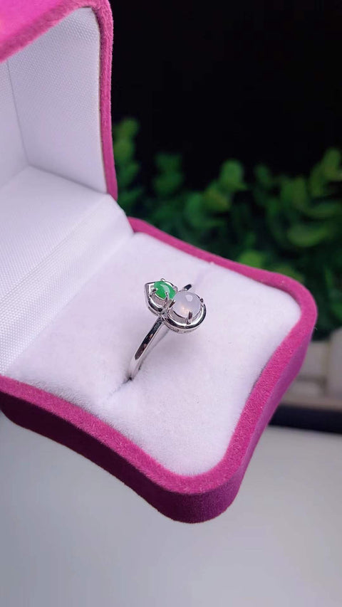 Cincin jadeite alami 💍 Bahan tambang tua, tekstur halus dan hangat, bertahtakan perak 925, ukuran 0,4-0,5 cm, termasuk ongkos kirim dan pajak.