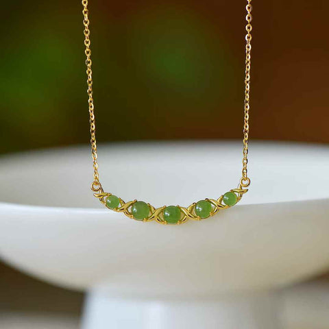 10880-2# 925 Sterling Silver Inlaid Hetian Jadeite Bulat Berbentuk Drum Kalung Perak Polos (Emas Tebal) Spesifikasi Jadeite: (4*4) Termasuk biaya pengiriman dan pajak.