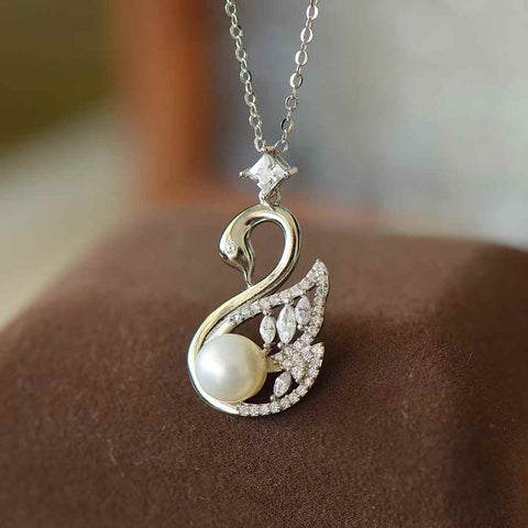 3415-2 Kalung Angsa Giok Hetian Giok Alami Ukuran 8 * 8mm Set dalam Gaya Perak 925 Termasuk pajak pengiriman