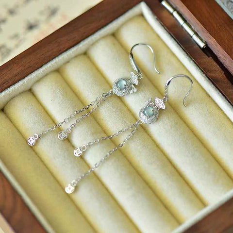 Anting-anting Kantong Uang Giok Biru Bertahtakan Perak 32028s925 (4*4) - Gratis Ongkir (Termasuk Ongkos Kirim dan Pajak)
