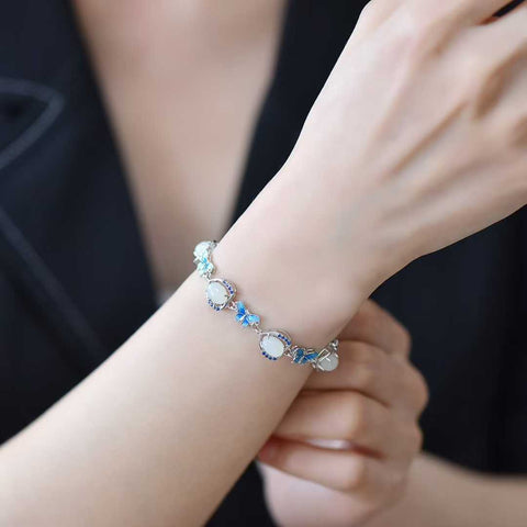 Gelang kupu-kupu giok Hetian tatahan perak 8301#925, desain sederhana, kualitas giok penuh, segar dan elegan, ukuran giok: 5*7, termasuk biaya pengiriman dan pajak.