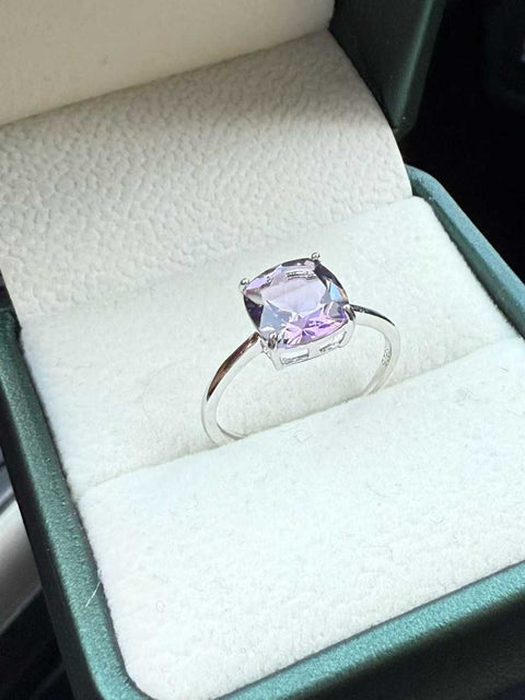 💎💎Cincin Bantal Amethyst yang Indah💍, kejernihan sempurna, penuh api, dan cemerlang! Kualitas sempurna! Ukuran batu utama: 8 x 8 mm, bertahtakan indah perak sterling S925 berlapis emas putih! Biaya kirim dan pajak sudah termasuk.