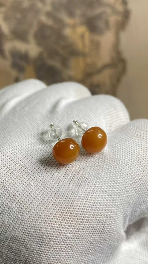 Anting-anting: Anting-anting bunga giok Xiuyan yang indah, ukuran: 8mm, perak 925, termasuk ongkos kirim dan pajak.