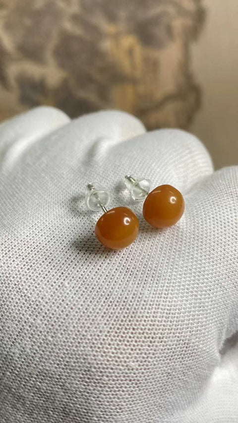 Anting-anting: Anting-anting bunga giok Xiuyan yang indah, ukuran: 8mm, perak 925, termasuk ongkos kirim dan pajak.