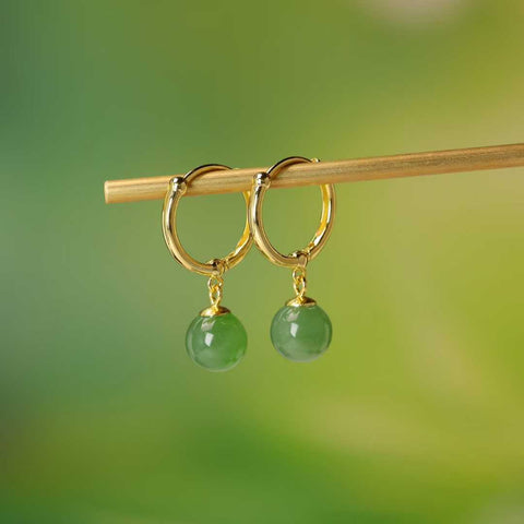 17184-2# Anting manik-manik setengah lubang bertatahkan giok Hetian dari perak sterling 925, desain baru dan unik, penuh keberuntungan, kualitas giok yang bagus, ukuran giok: 8*8, termasuk ongkos kirim dan pajak.