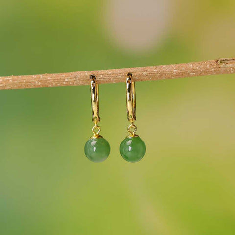 17184-2# Anting manik-manik setengah lubang bertatahkan giok Hetian dari perak sterling 925, desain baru dan unik, penuh keberuntungan, kualitas giok yang bagus, ukuran giok: 8*8, termasuk ongkos kirim dan pajak.